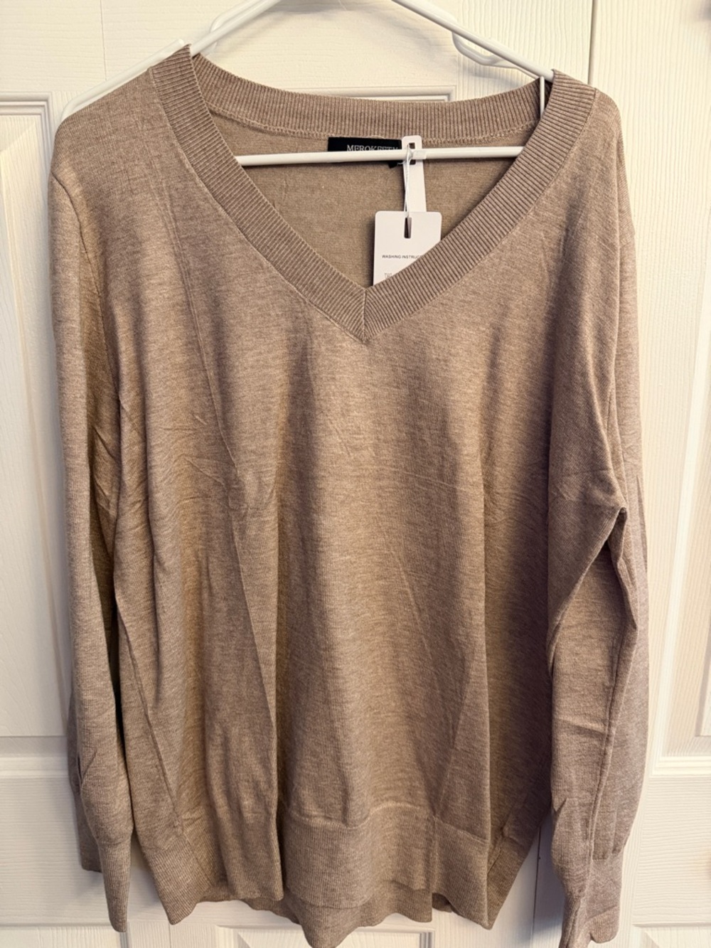 Taupe Crewneck Ribbed Sweater